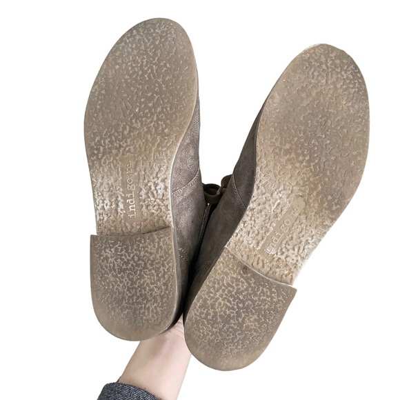 Indigo Road brown lace up fashion bootie with gold down cuff, Iraimee, Size 7.5 - Picture 12 of 13